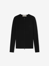 Womens Signature Rib Knit Fitted Long Sleeve Zip Up Tee