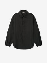 Black Striped Wool Elastic Cuff Shirt