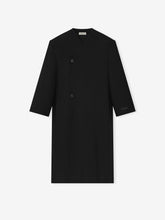 Double Weave Wool Double Breasted Lapelless Coat