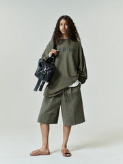 Cotton Twill Relaxed Drawstring Short