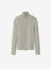 Womens Rib Knit Zip Up Jacket