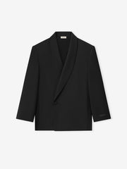 Double-Breasted Wool Poplin Shawl Collar Jacket