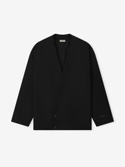 Wool Ripstop Relaxed Cropped Lapelless Jacket