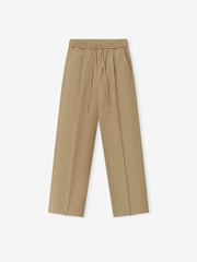 Womens Cotton Twill Pleat Front Drawstring Pant