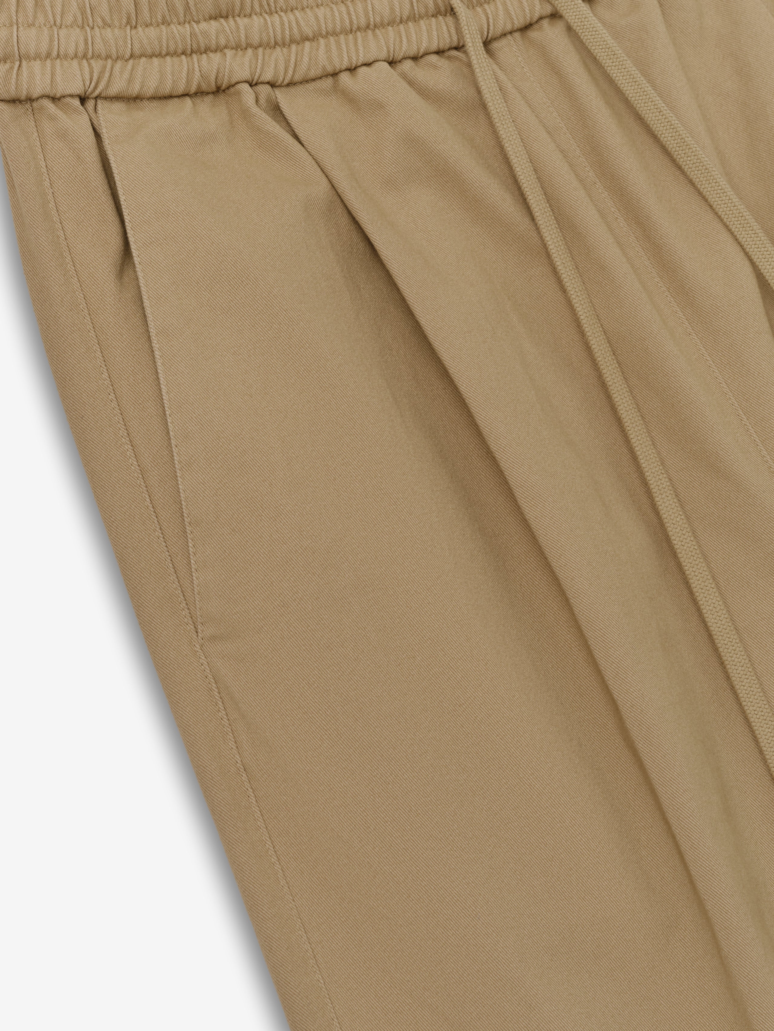 Womens Cotton Twill Pleat Front Drawstring Pant